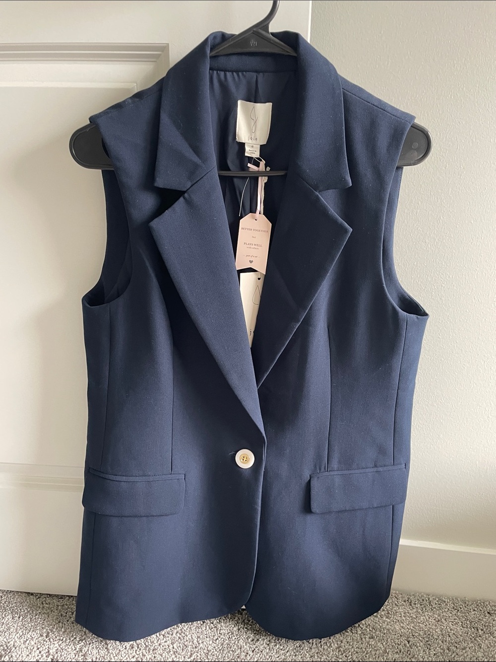 Joie Navy Sleeveless Blazer Jacket